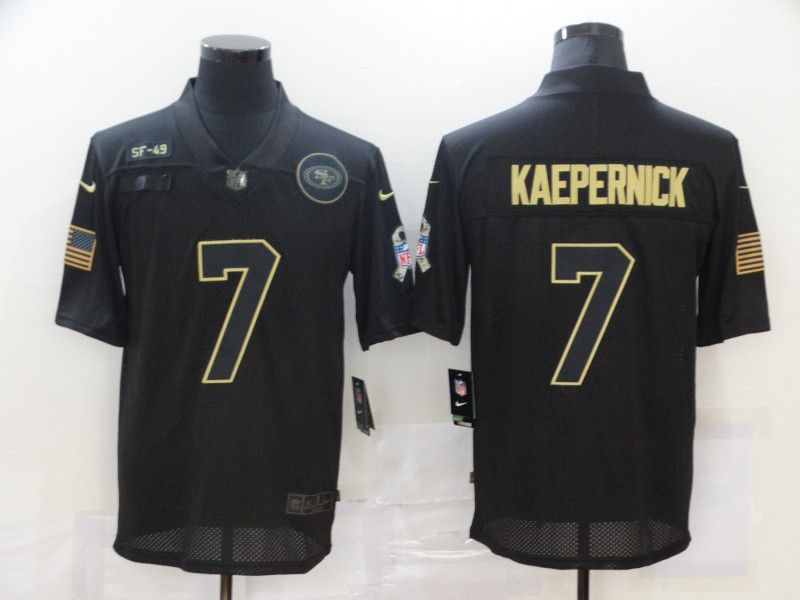 Men San Francisco 49ers 7 Kaepernick Black gold lettering 2020 Nike NFL Jersey
